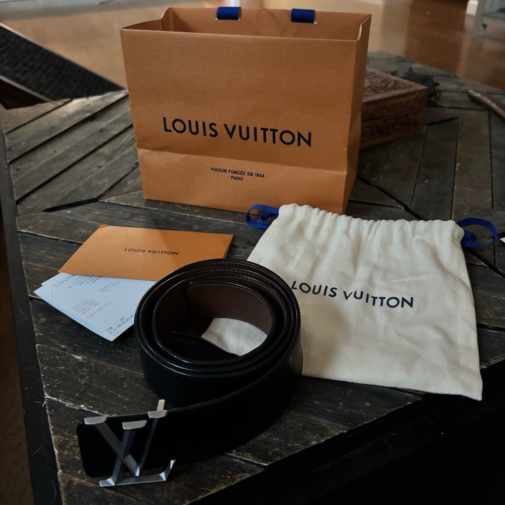 Louis Vuitton Black and Silver Belt